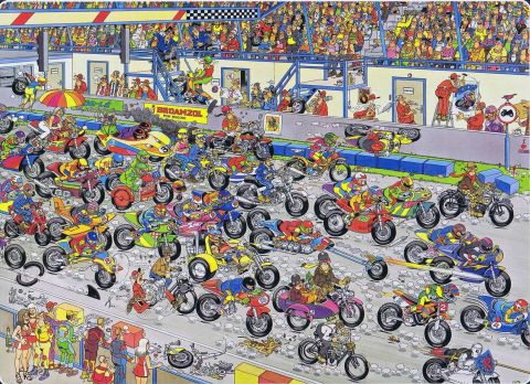 Jan van Haasteren: Motorbike Race - 1000 brikker (1)